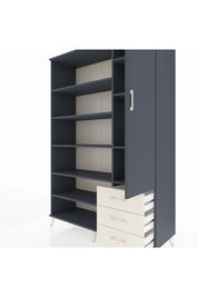 Hyperion Dolap 9 Raflı 3 Çekmeceli Tek Kapaklı  132x44x195 Antrasit-Antrasit/Aytaşı