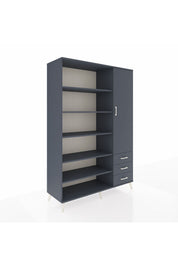Hyperion Dolap 9 Raflı 3 Çekmeceli Tek Kapaklı  132x44x195 Antrasit-Antrasit/Antrasit