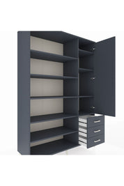 Hyperion Dolap 9 Raflı 3 Çekmeceli Tek Kapaklı  132x44x195 Antrasit-Antrasit/Antrasit