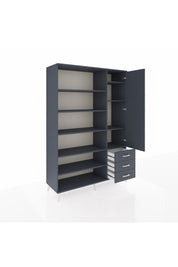 Hyperion Dolap 9 Raflı 3 Çekmeceli Tek Kapaklı  132x44x195 Antrasit-Antrasit/Antrasit