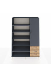 Hyperion Dolap 9 Raflı 3 Çekmeceli Tek Kapaklı  132x44x195 Antrasit-Antrasit/Çam