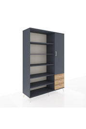Hyperion Dolap 9 Raflı 3 Çekmeceli Tek Kapaklı  132x44x195 Antrasit-Antrasit/Çam