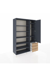 Hyperion Dolap 9 Raflı 3 Çekmeceli Tek Kapaklı  132x44x195 Antrasit-Antrasit/Çam