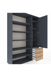 Hyperion Dolap 9 Raflı 3 Çekmeceli Tek Kapaklı  132x44x195 Antrasit-Antrasit/Çam