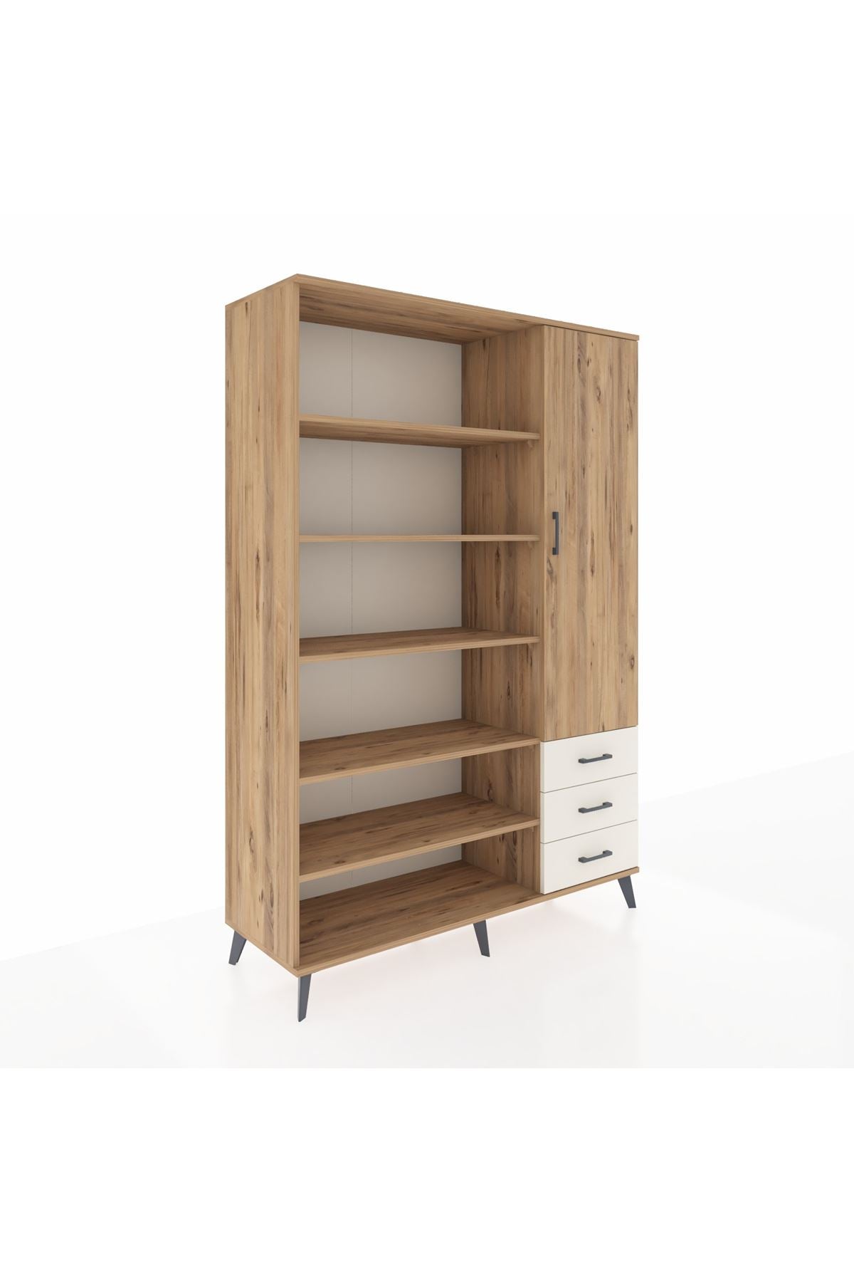 Hyperion Dolap 9 Raflı 3 Çekmeceli Tek Kapaklı  132x44x195 Çam-Çam/Aytaşı