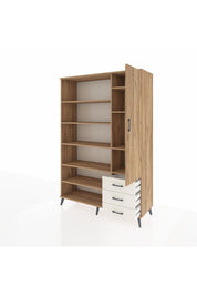 Hyperion Dolap 9 Raflı 3 Çekmeceli Tek Kapaklı  132x44x195 Çam-Çam/Aytaşı