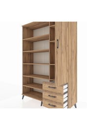 Hyperion Dolap 9 Raflı 3 Çekmeceli Tek Kapaklı  132x44x195 Çam-Çam/Çam