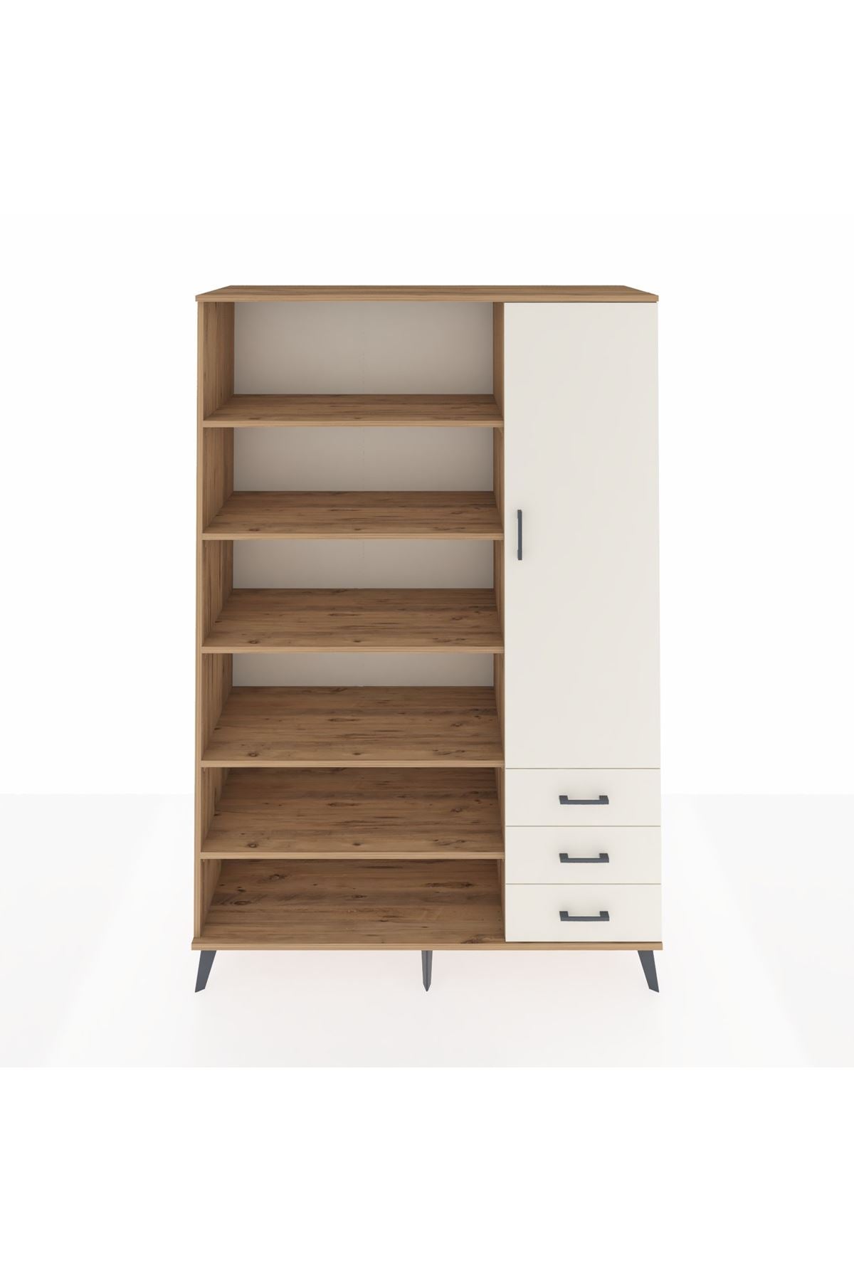 Hyperion Dolap 9 Raflı 3 Çekmeceli Tek Kapaklı  132x44x195 Çam-Aytaşı/Aytaşı