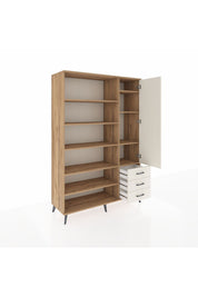 Hyperion Dolap 9 Raflı 3 Çekmeceli Tek Kapaklı  132x44x195 Çam-Aytaşı/Aytaşı