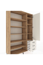 Hyperion Dolap 9 Raflı 3 Çekmeceli Tek Kapaklı  132x44x195 Çam-Aytaşı/Aytaşı