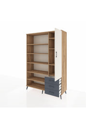 Hyperion Dolap 9 Raflı 3 Çekmeceli Tek Kapaklı  132x44x195 Çam-Aytaşı/Antrasit