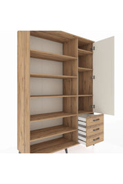 Hyperion Dolap 9 Raflı 3 Çekmeceli Tek Kapaklı  132x44x195 Çam-Aytaşı/Çam