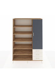 Hyperion Dolap 9 Raflı 3 Çekmeceli Tek Kapaklı  132x44x195 Çam-Antrasit/Aytaşı