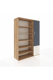 Hyperion Dolap 9 Raflı 3 Çekmeceli Tek Kapaklı  132x44x195 Çam-Antrasit/Aytaşı