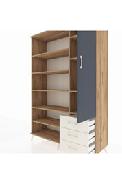 Hyperion Dolap 9 Raflı 3 Çekmeceli Tek Kapaklı  132x44x195 Çam-Antrasit/Aytaşı