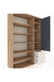 Hyperion Dolap 9 Raflı 3 Çekmeceli Tek Kapaklı  132x44x195 Çam-Antrasit/Aytaşı