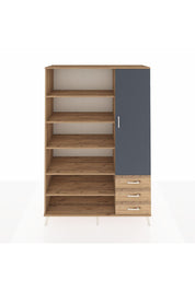 Hyperion Dolap 9 Raflı 3 Çekmeceli Tek Kapaklı  132x44x195 Çam-Antrasit/Çam