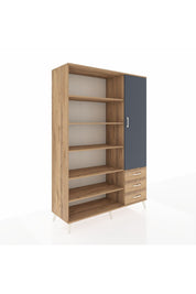 Hyperion Dolap 9 Raflı 3 Çekmeceli Tek Kapaklı  132x44x195 Çam-Antrasit/Çam