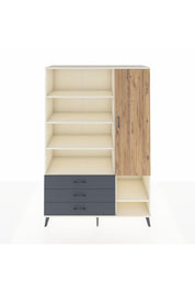 Hyperion Dolap 9 Raflı 3 Çekmeceli Tek Kapaklı  132x44x195 Aytaşı-Çam/Antrasit