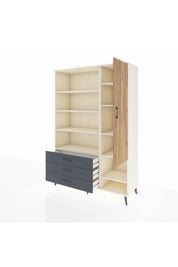 Hyperion Dolap 9 Raflı 3 Çekmeceli Tek Kapaklı  132x44x195 Aytaşı-Çam/Antrasit