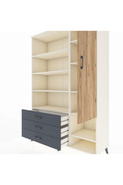 Hyperion Dolap 9 Raflı 3 Çekmeceli Tek Kapaklı  132x44x195 Aytaşı-Çam/Antrasit