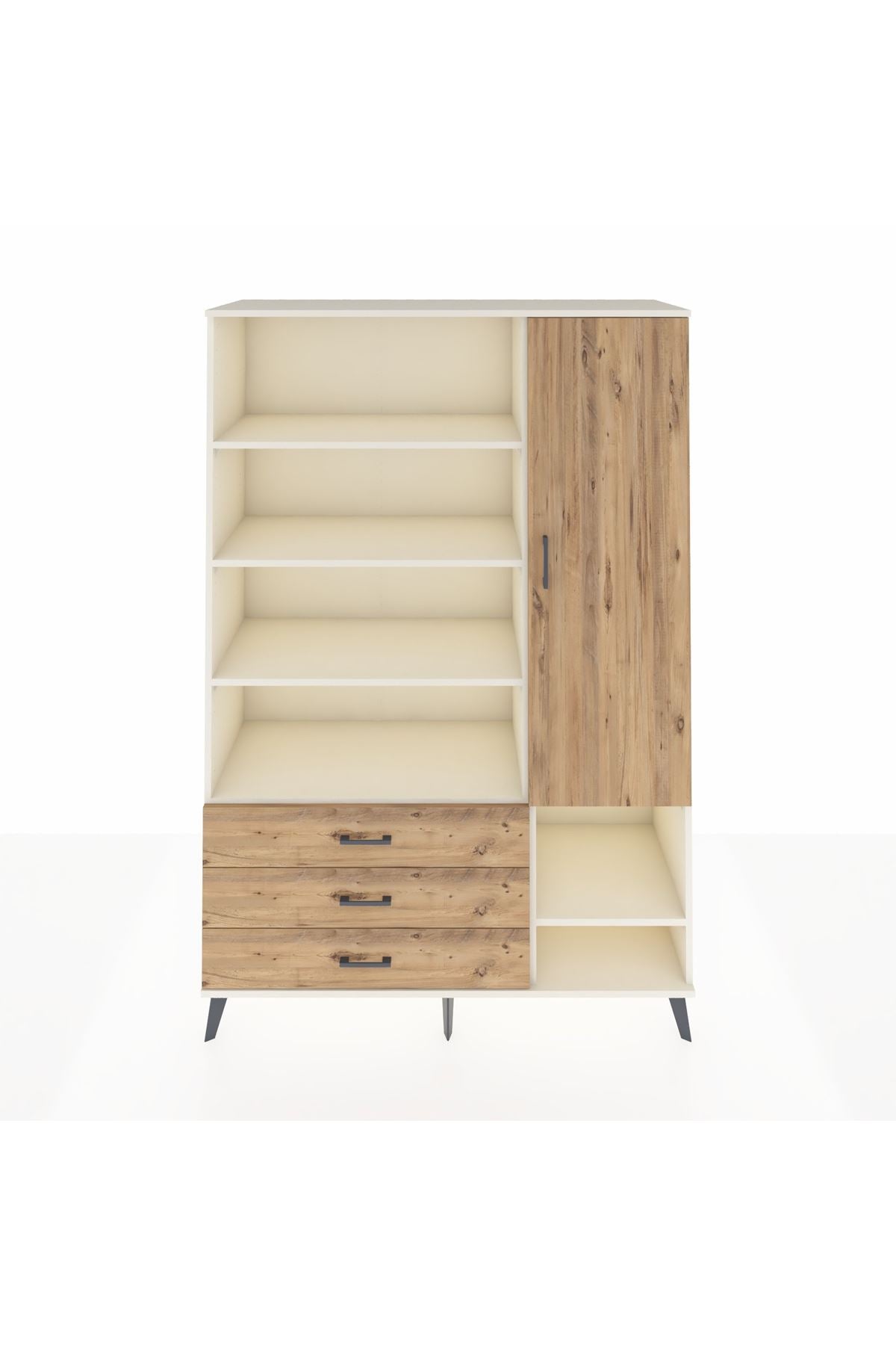 Hyperion Dolap 9 Raflı 3 Çekmeceli Tek Kapaklı  132x44x195 Aytaşı-Çam/Çam