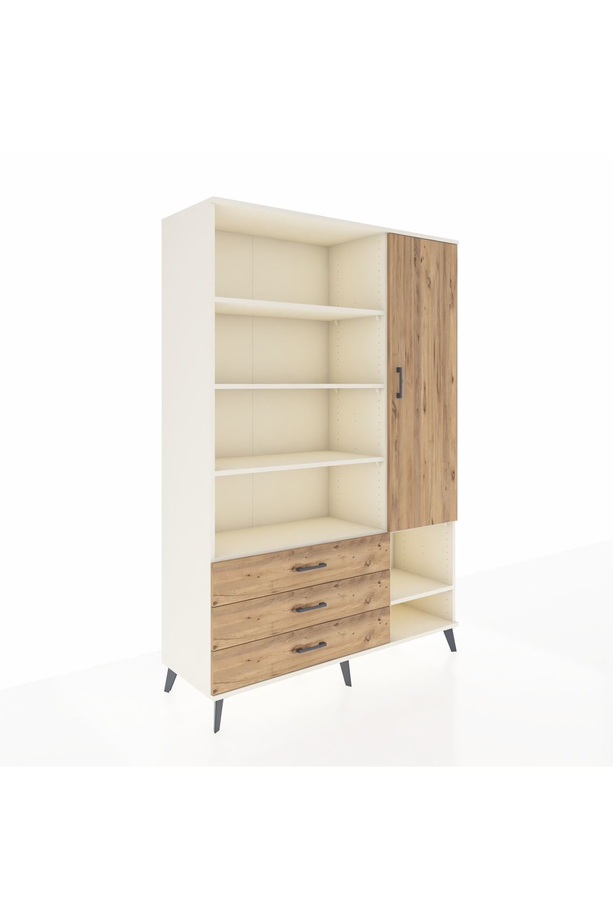 Hyperion Dolap 9 Raflı 3 Çekmeceli Tek Kapaklı  132x44x195 Aytaşı-Çam/Çam