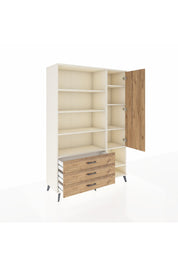 Hyperion Dolap 9 Raflı 3 Çekmeceli Tek Kapaklı  132x44x195 Aytaşı-Çam/Çam