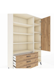 Hyperion Dolap 9 Raflı 3 Çekmeceli Tek Kapaklı  132x44x195 Aytaşı-Çam/Çam