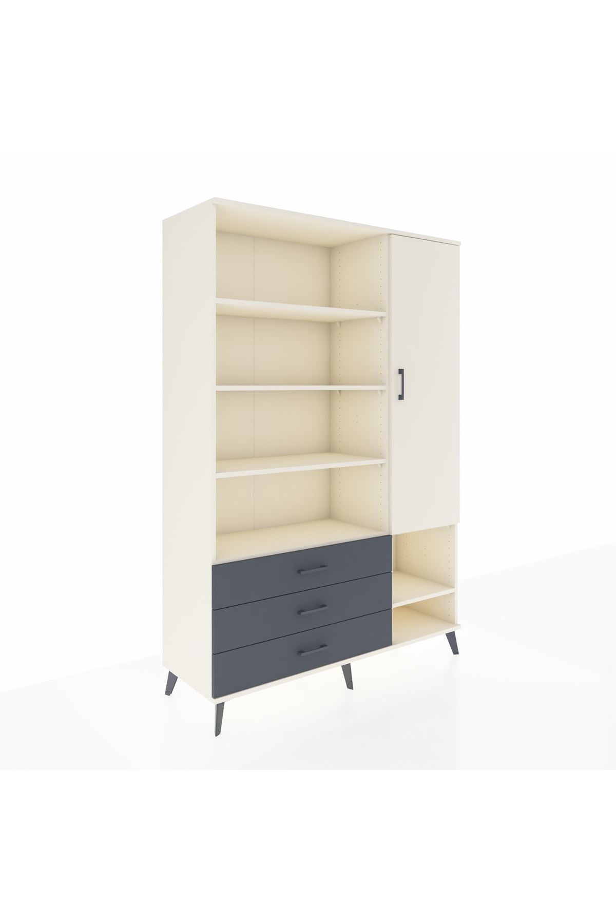 Hyperion Dolap 9 Raflı 3 Çekmeceli Tek Kapaklı  132x44x195 Aytaşı-Aytaşı/Antrasit