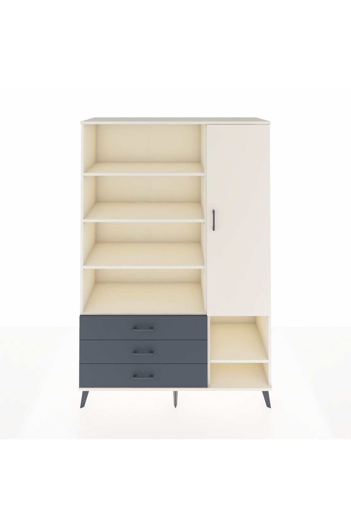 Hyperion Dolap 9 Raflı 3 Çekmeceli Tek Kapaklı  132x44x195 Aytaşı-Aytaşı/Antrasit