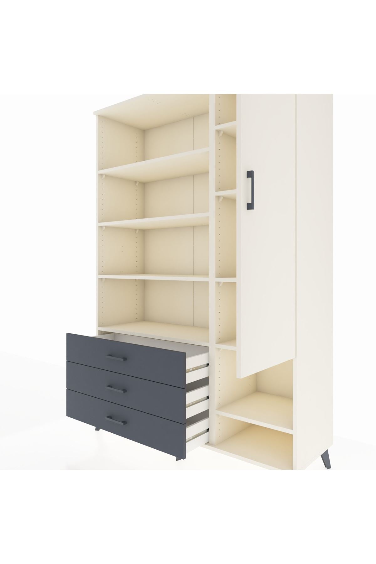 Hyperion Dolap 9 Raflı 3 Çekmeceli Tek Kapaklı  132x44x195 Aytaşı-Aytaşı/Antrasit