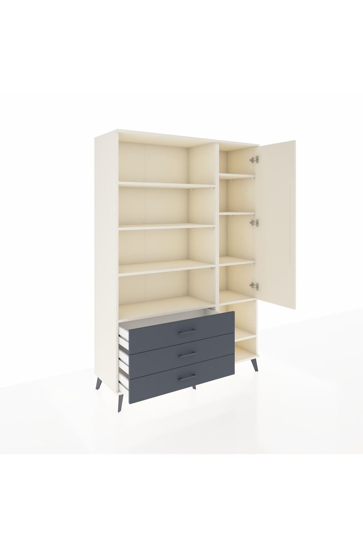 Hyperion Dolap 9 Raflı 3 Çekmeceli Tek Kapaklı  132x44x195 Aytaşı-Aytaşı/Antrasit