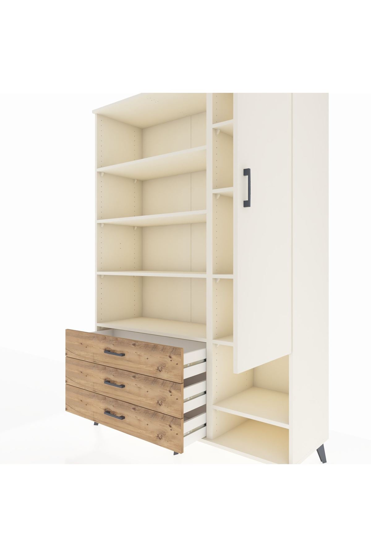 Hyperion Dolap 9 Raflı 3 Çekmeceli Tek Kapaklı  132x44x195 Aytaşı-Aytaşı/Çam