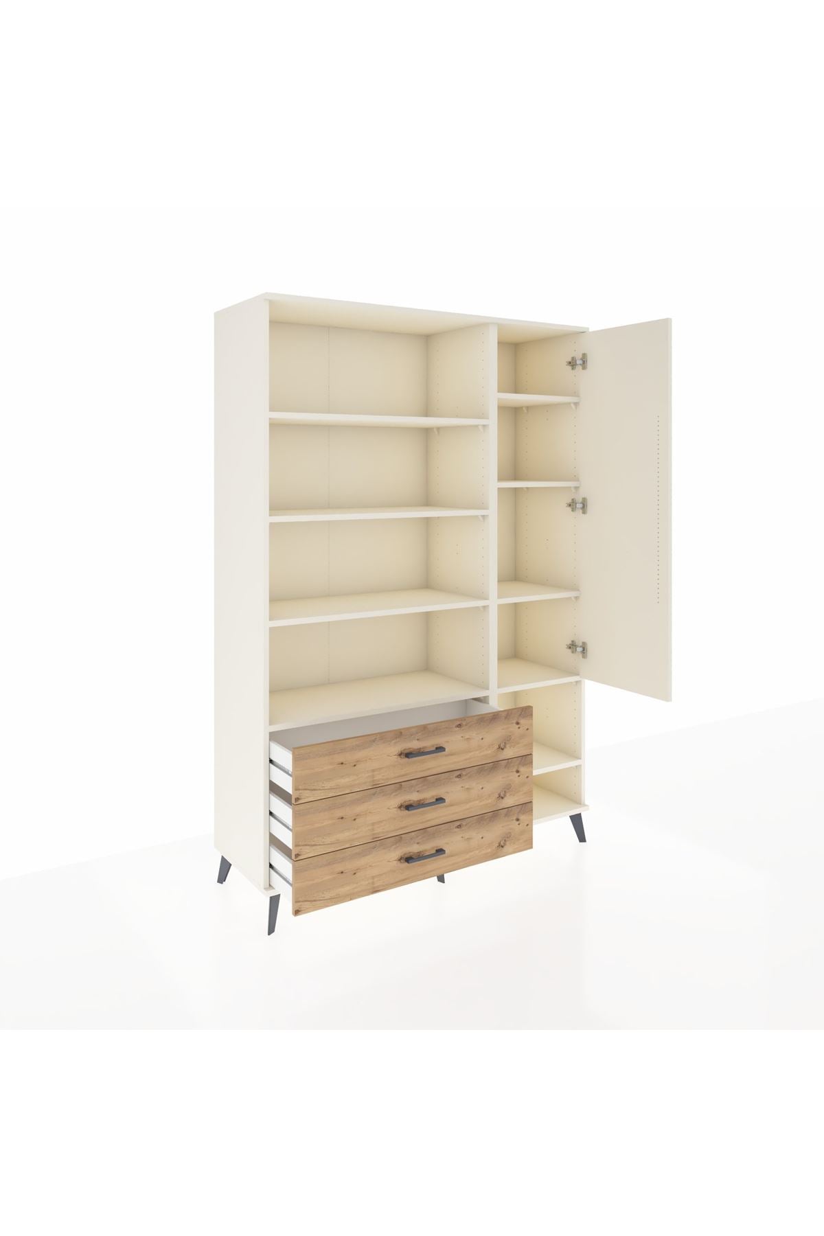 Hyperion Dolap 9 Raflı 3 Çekmeceli Tek Kapaklı  132x44x195 Aytaşı-Aytaşı/Çam