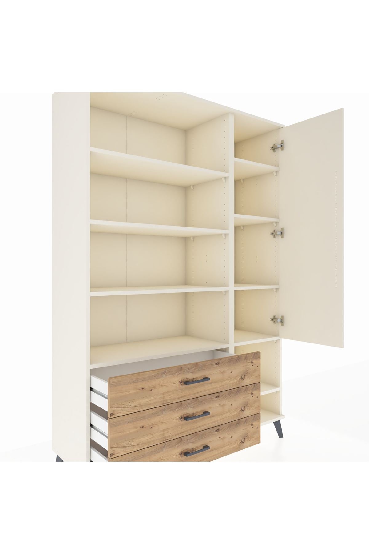 Hyperion Dolap 9 Raflı 3 Çekmeceli Tek Kapaklı  132x44x195 Aytaşı-Aytaşı/Çam