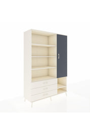 Hyperion Dolap 9 Raflı 3 Çekmeceli Tek Kapaklı  132x44x195 Aytaşı-Antrasit/Aytaşı