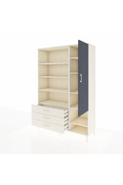 Hyperion Dolap 9 Raflı 3 Çekmeceli Tek Kapaklı  132x44x195 Aytaşı-Antrasit/Aytaşı