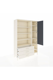 Hyperion Dolap 9 Raflı 3 Çekmeceli Tek Kapaklı  132x44x195 Aytaşı-Antrasit/Aytaşı