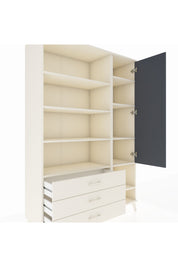 Hyperion Dolap 9 Raflı 3 Çekmeceli Tek Kapaklı  132x44x195 Aytaşı-Antrasit/Aytaşı
