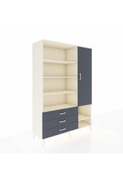 Hyperion Dolap 9 Raflı 3 Çekmeceli Tek Kapaklı  132x44x195 Aytaşı-Antrasit/Antrasit