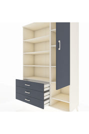 Hyperion Dolap 9 Raflı 3 Çekmeceli Tek Kapaklı  132x44x195 Aytaşı-Antrasit/Antrasit