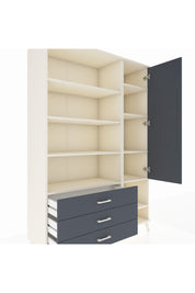 Hyperion Dolap 9 Raflı 3 Çekmeceli Tek Kapaklı  132x44x195 Aytaşı-Antrasit/Antrasit