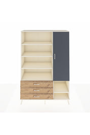 Hyperion Dolap 9 Raflı 3 Çekmeceli Tek Kapaklı  132x44x195 Aytaşı-Antrasit/Çam