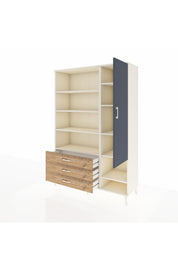 Hyperion Dolap 9 Raflı 3 Çekmeceli Tek Kapaklı  132x44x195 Aytaşı-Antrasit/Çam