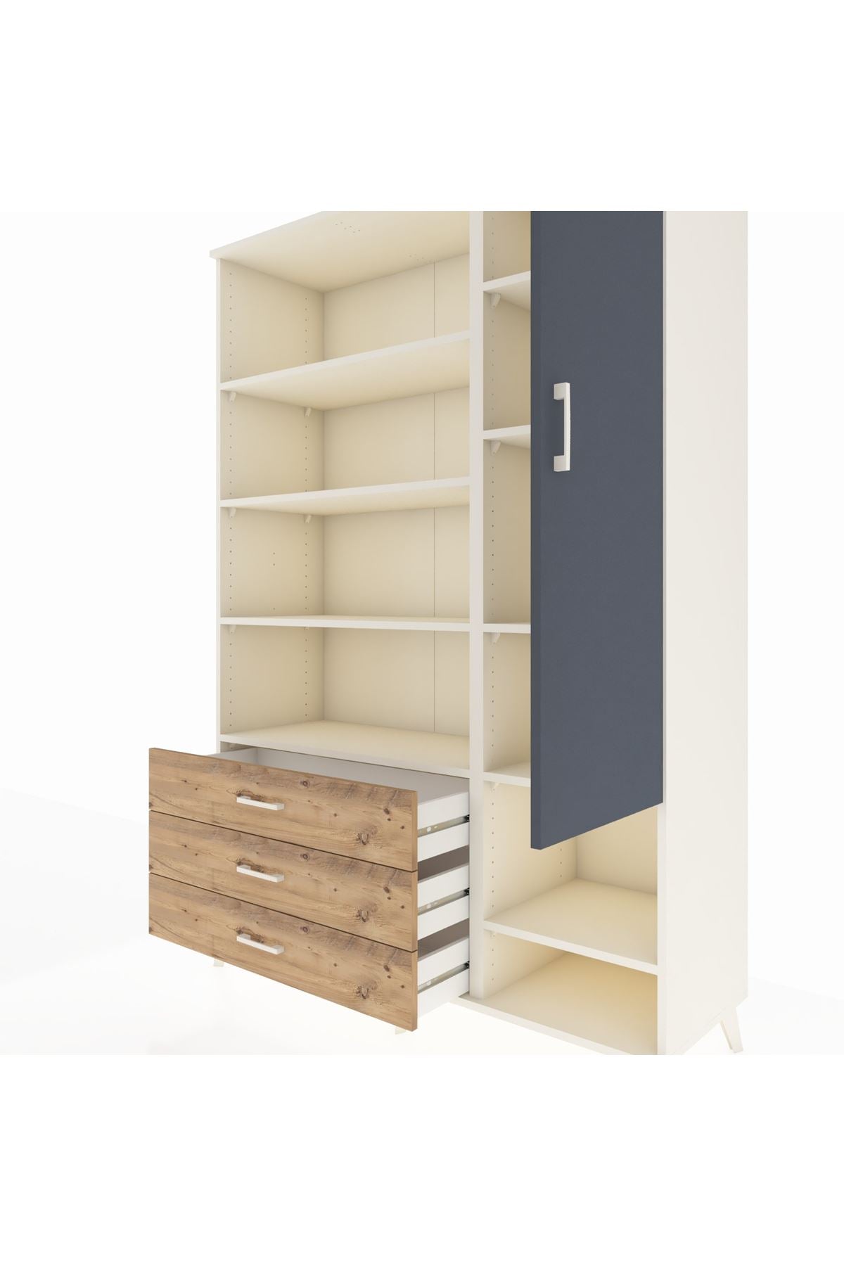 Hyperion Dolap 9 Raflı 3 Çekmeceli Tek Kapaklı  132x44x195 Aytaşı-Antrasit/Çam