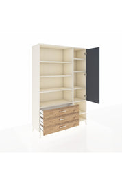 Hyperion Dolap 9 Raflı 3 Çekmeceli Tek Kapaklı  132x44x195 Aytaşı-Antrasit/Çam