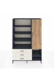 Hyperion Dolap 9 Raflı 3 Çekmeceli Tek Kapaklı  132x44x195 Antrasit-Çam/Aytaşı