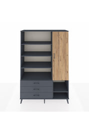 Hyperion Dolap 9 Raflı 3 Çekmeceli Tek Kapaklı  132x44x195 Antrasit-Çam/Antrasit