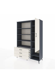 Hyperion Dolap 9 Raflı 3 Çekmeceli Tek Kapaklı  132x44x195 Antrasit-Aytaşı/Aytaşı